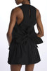 Black poplin top with knot