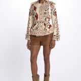 Giacca CASHEW MANDALA trench stampa fiori 329708 CREAM farm rio 