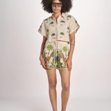 camicia cropped BE25124 BEIGE GREEN benaras soleil 