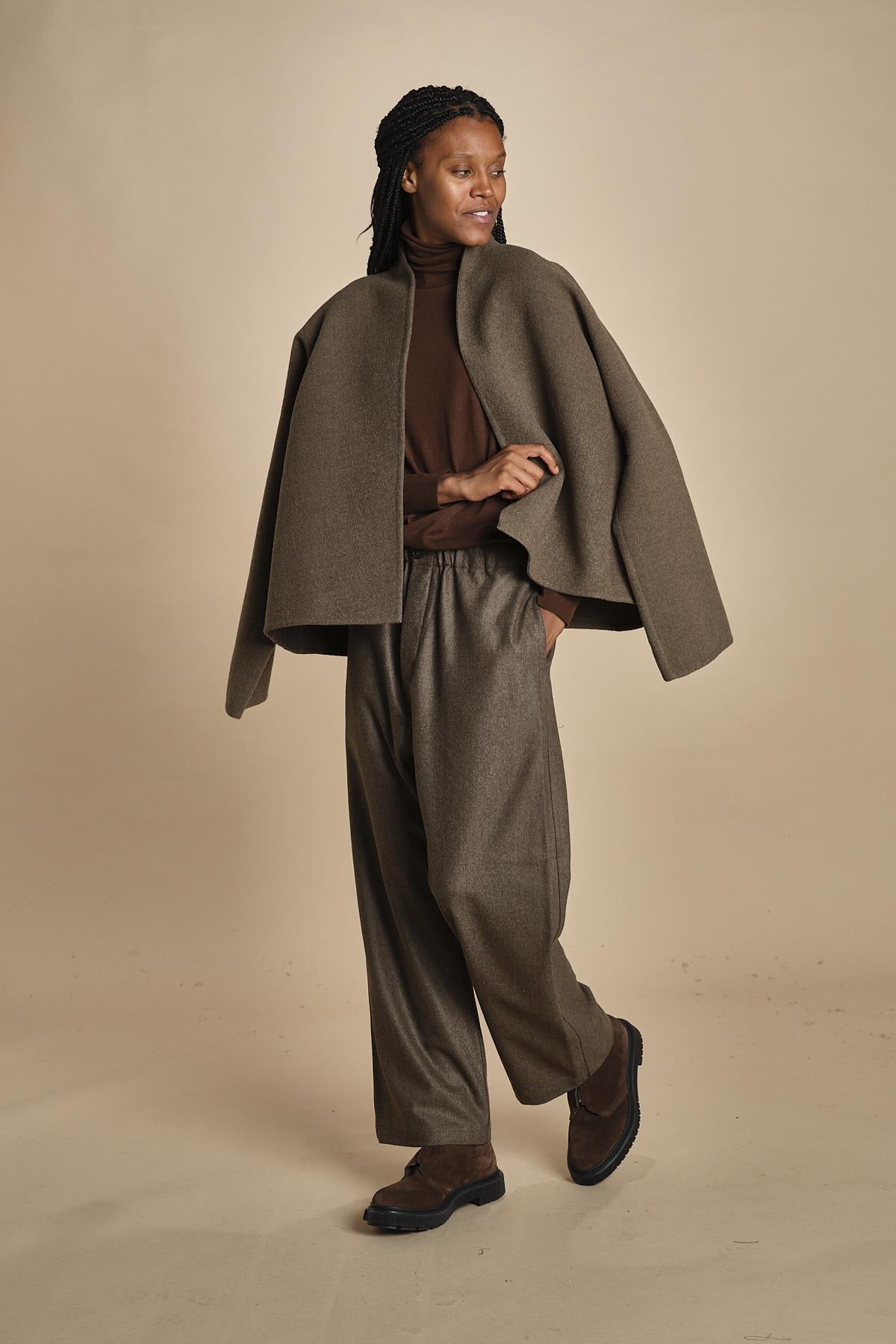 PINOT pantalone in flanella con elastico PINOT MINK MELANGE sofie d'hoore 