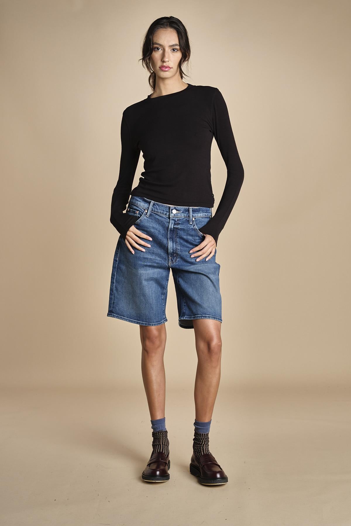 bermuda in denim THE UNDERCOVER BERMUDA SHORT4862 259 mother 