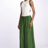 PALAZZO pantaloni in seta  by milaura. BE24252PANT GREEN benaras soleil 