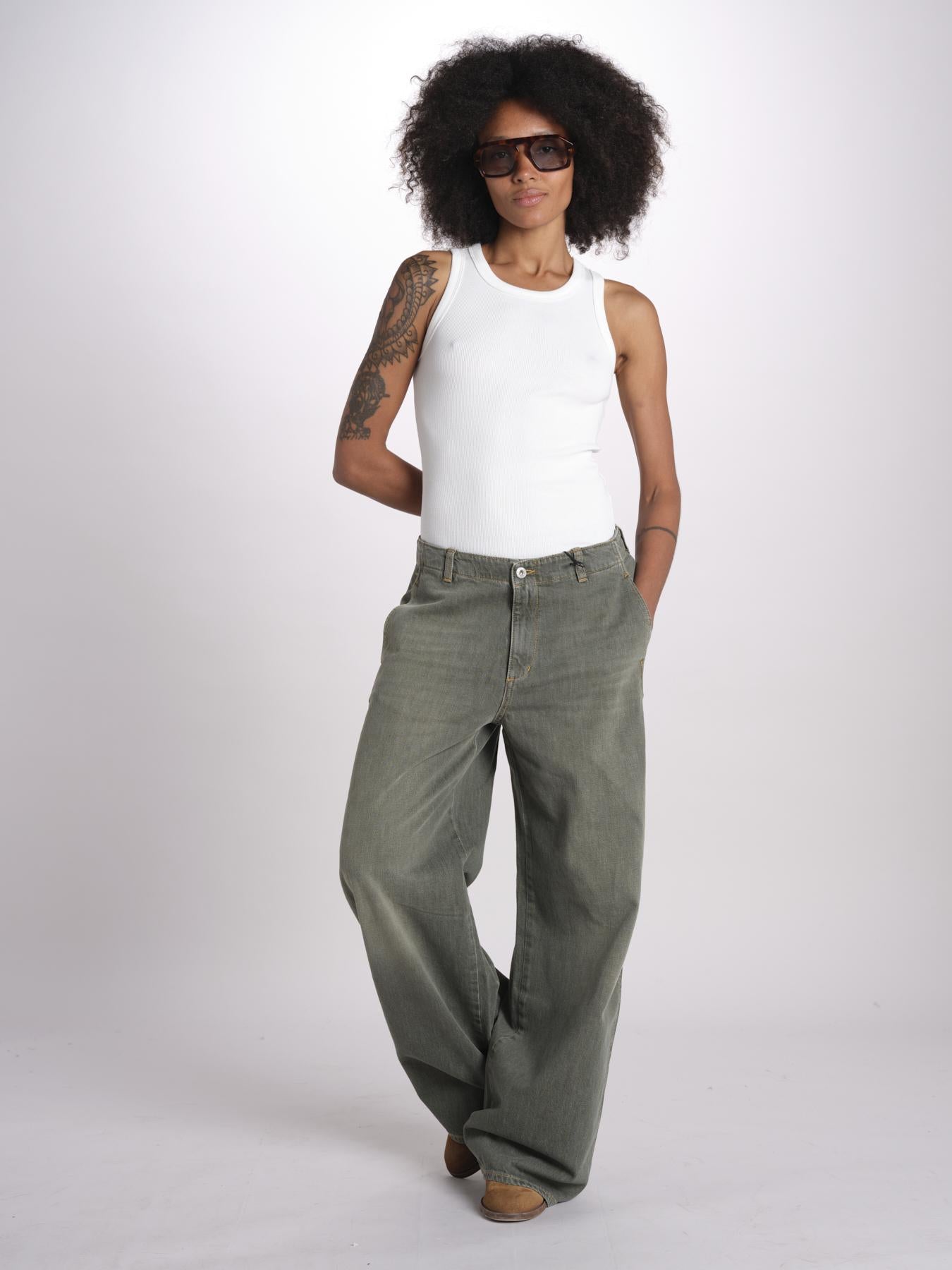 pantalone 5 tasche PIA DENIMCOLOR GREEN true avenue 