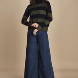 dolcevita over a righe D324Imc BLU_OLIVA milaura 