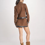 giacca in camoscio con chiusura in ottone 12093-19 TOBACCO retrofete 