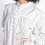 camicia con ricami fiori e nervature 351181 OFF-WHITE L0025 farm rio 