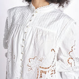 camicia con ricami fiori e nervature 351181 OFF-WHITE L0025 farm rio 