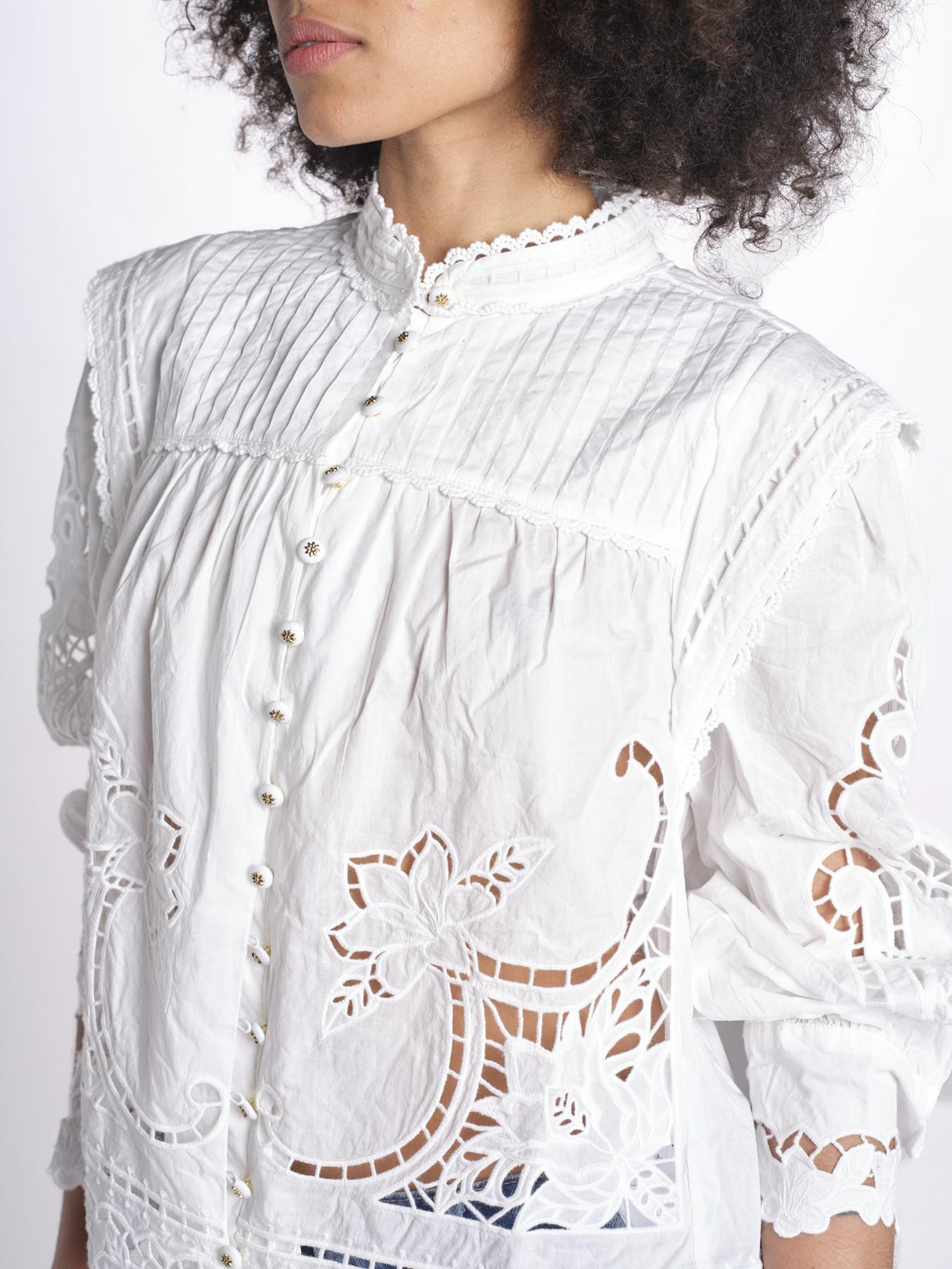 camicia con ricami fiori e nervature 351181 OFF-WHITE L0025 farm rio 