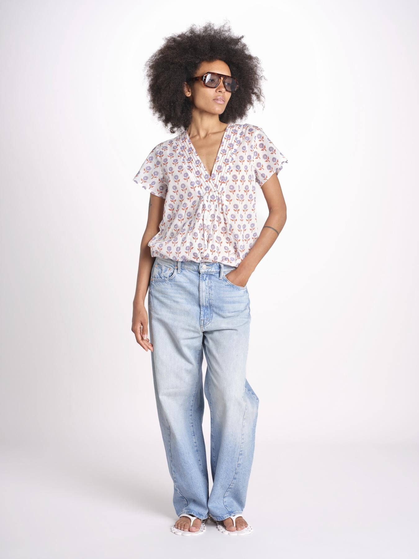 camicia a  fiori VT6319 LILAC zen ethic 