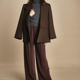 pantalone con pinces 15P008PL022 P157 DARK BROWN ines de la fressange 