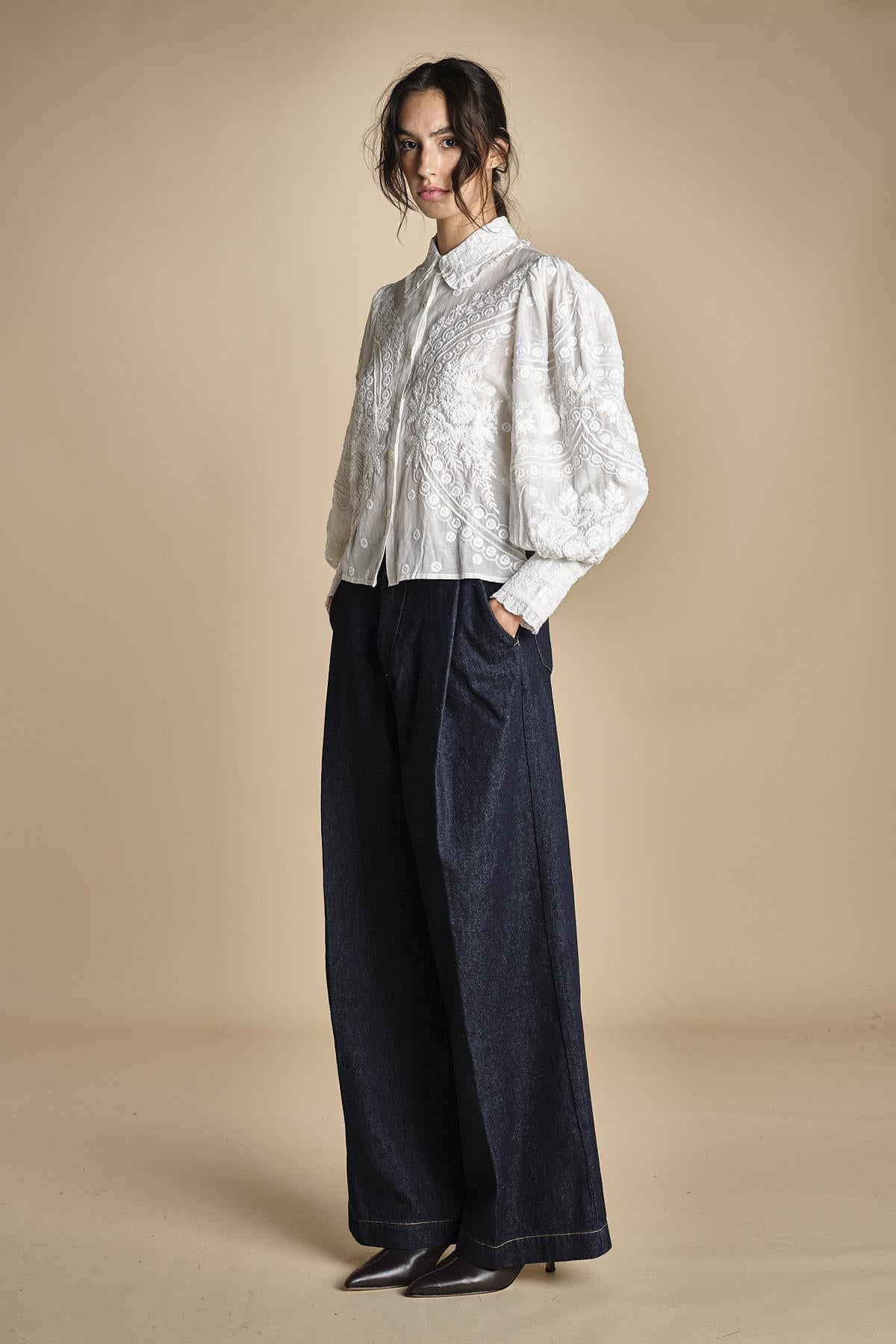 CHETNA TOP camicia maniche a palloncino CHETNA TOP SIMPLY WHITE scarlett poppies 