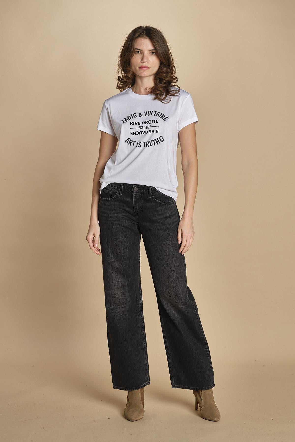 tshirt con scritta. JWTS02769 WHITE 107 zadig & voltaire 