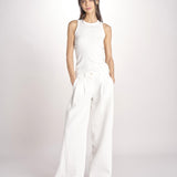 pantalone over effetto waffle KATHERINE MJD27_SHUKU3 WHITE WAFFLE jejia 