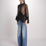 camicia over con pizzo DECCALA BLACK mes demoiselles 