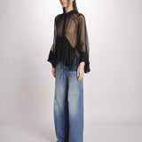 camicia over con pizzo DECCALA BLACK mes demoiselles 