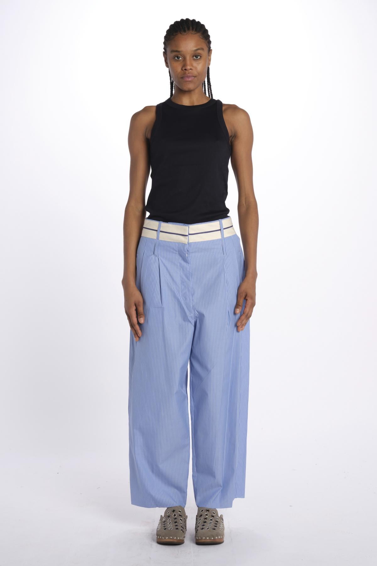 Pantalone  pences con cintura bianca DIANA PANT LIGHTBLUE jejia 