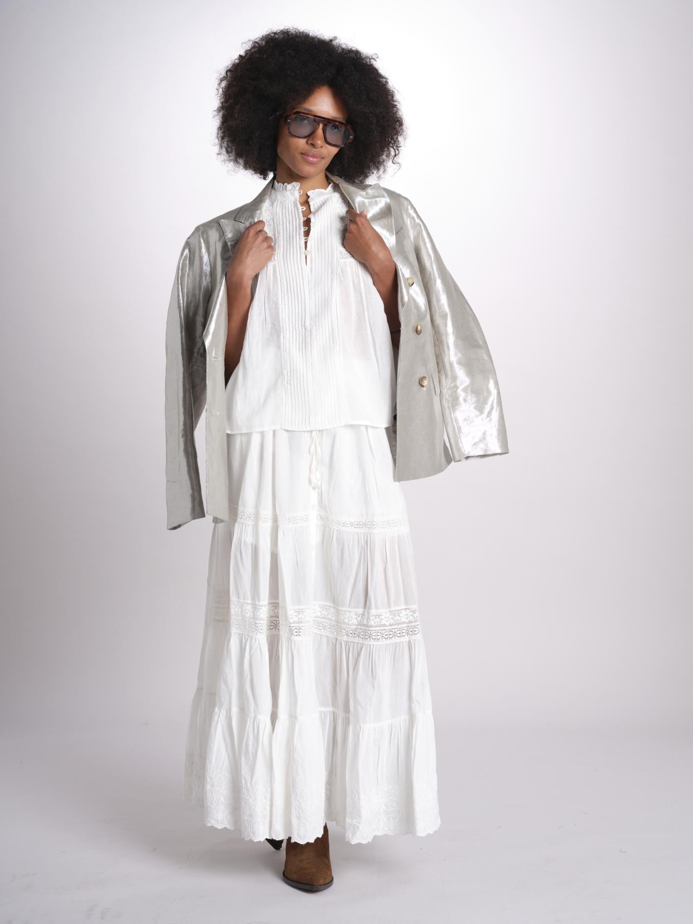 gonna in voille e pizzo CARAVELLE 6EVA53-V07316 BLANC vanessa bruno 