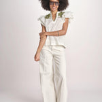 top con intarsio macrame VANIA PAPYRUS.CALLEGREEN scarlett poppies 