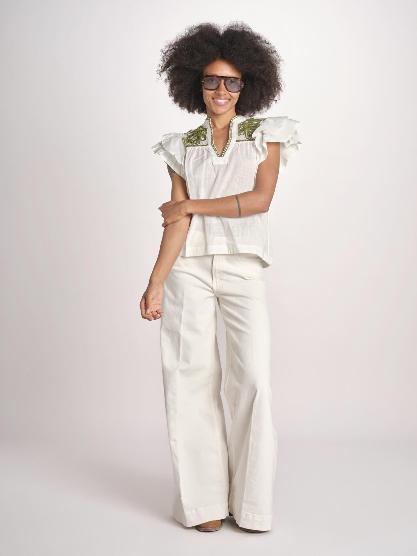 top con intarsio macrame VANIA PAPYRUS.CALLEGREEN scarlett poppies 