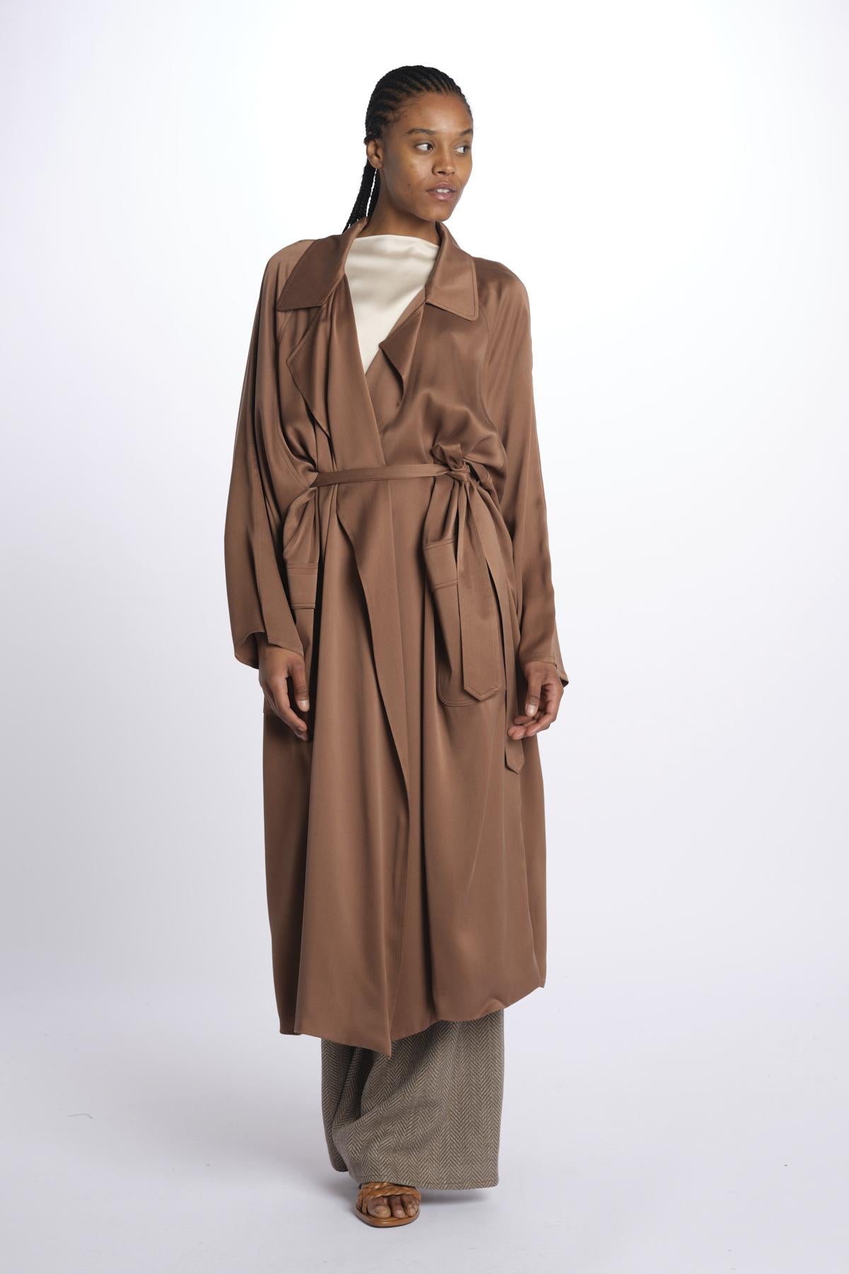 28A50 trench over in crepe satin 28A50 CACAO dusan 