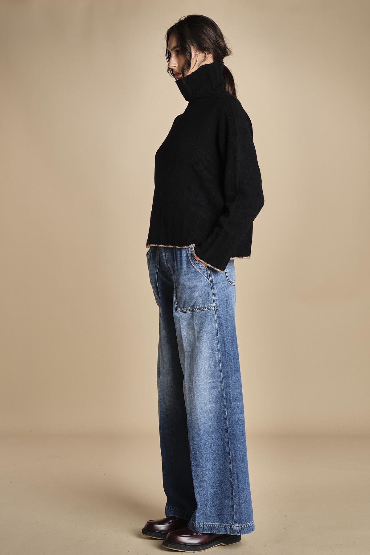 maglia dolcevita over SAMANTHA NERO CAMMELLO tenne' 