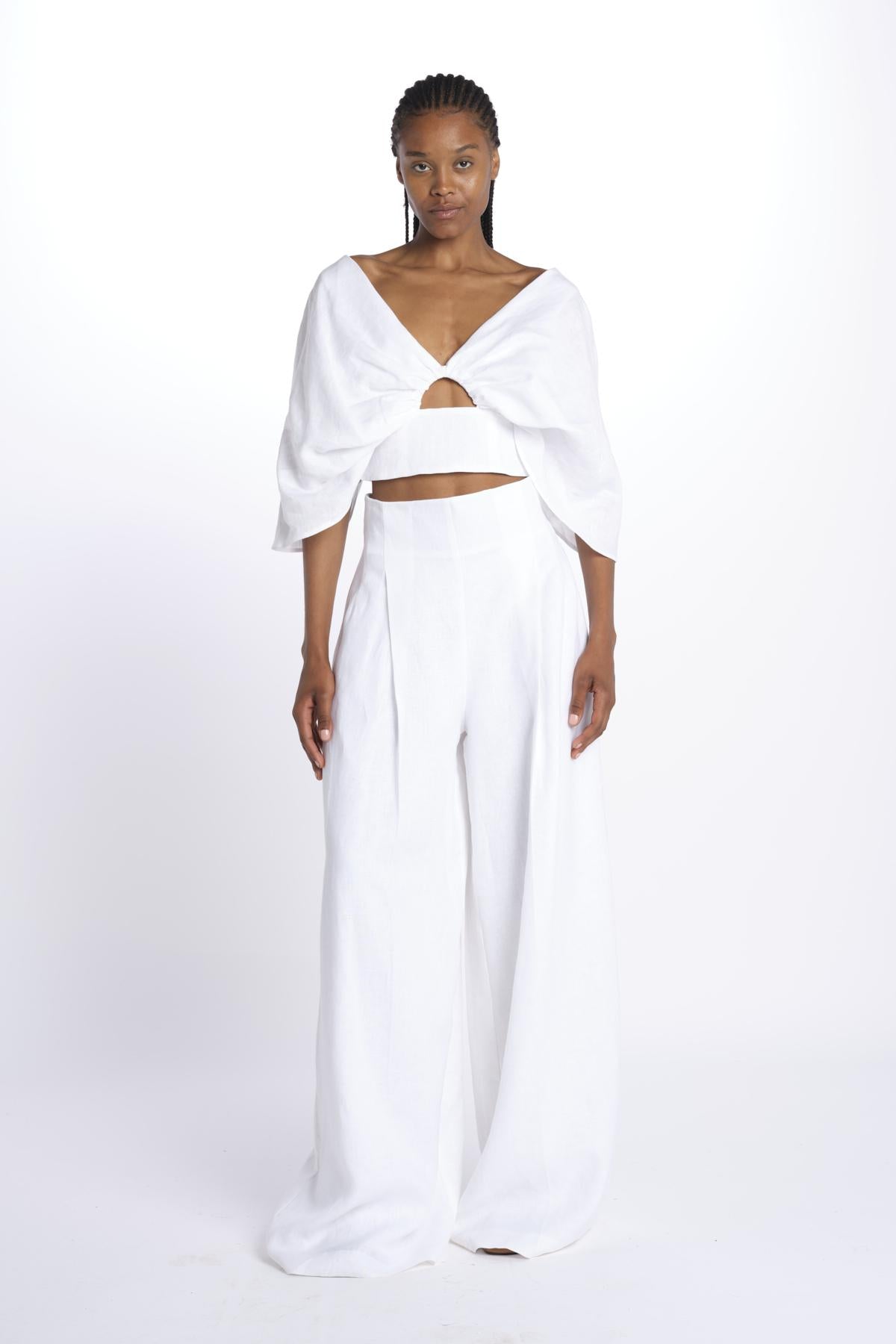 NIKA top manica a sbuffo con buco TOP NIKA BIANCO inasami 