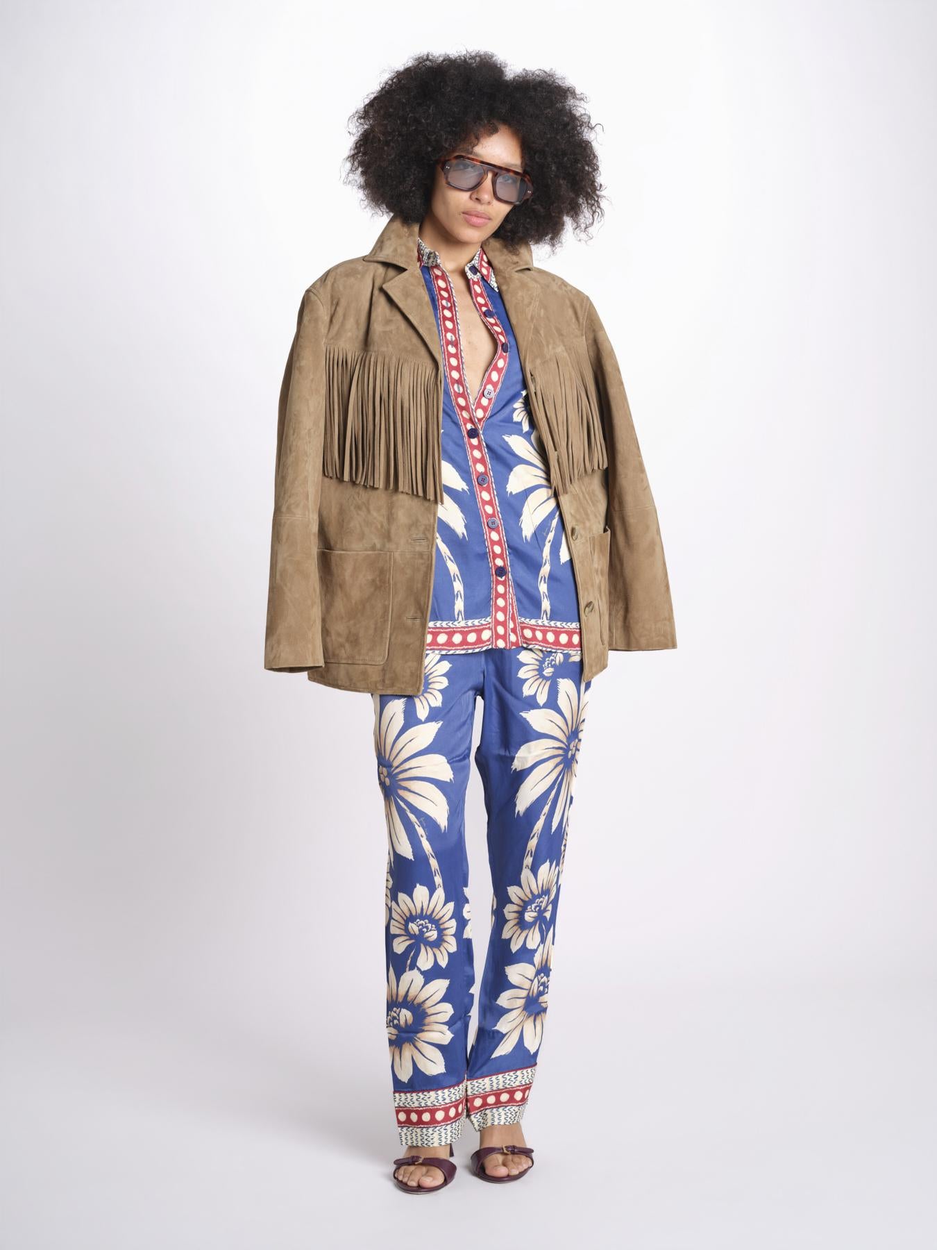 camicia pigiama con stampa a fiori 344132 LUNA BLUE 26067 farm rio 