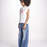 t-shirt senza maniche con cuore rosso di strass JWTT01280 JUDO 103 zadig & voltaire 