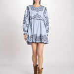miniabito con ricamo fiorellini 114 BLUE sea ny 