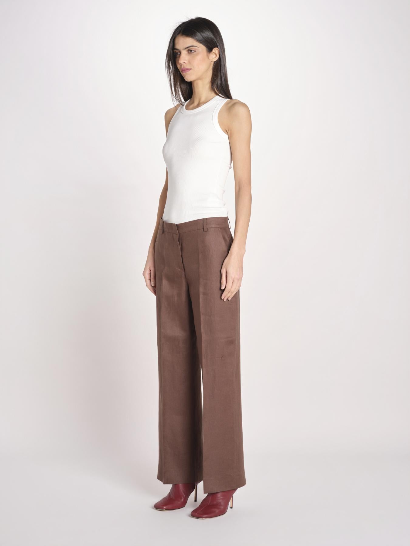 pantalone in lino MALIZIA 2615131112600 037 CIOCCOLATO weekend maxmara 