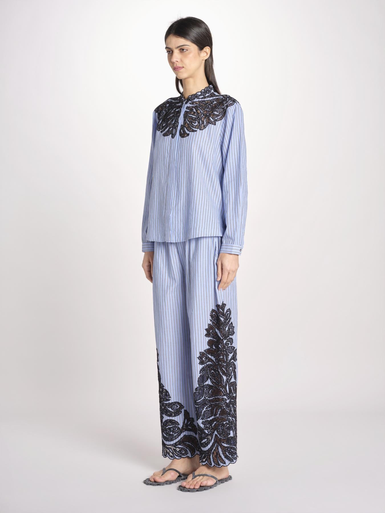 camicia a righe con ricamo 057 MULTI sea ny 