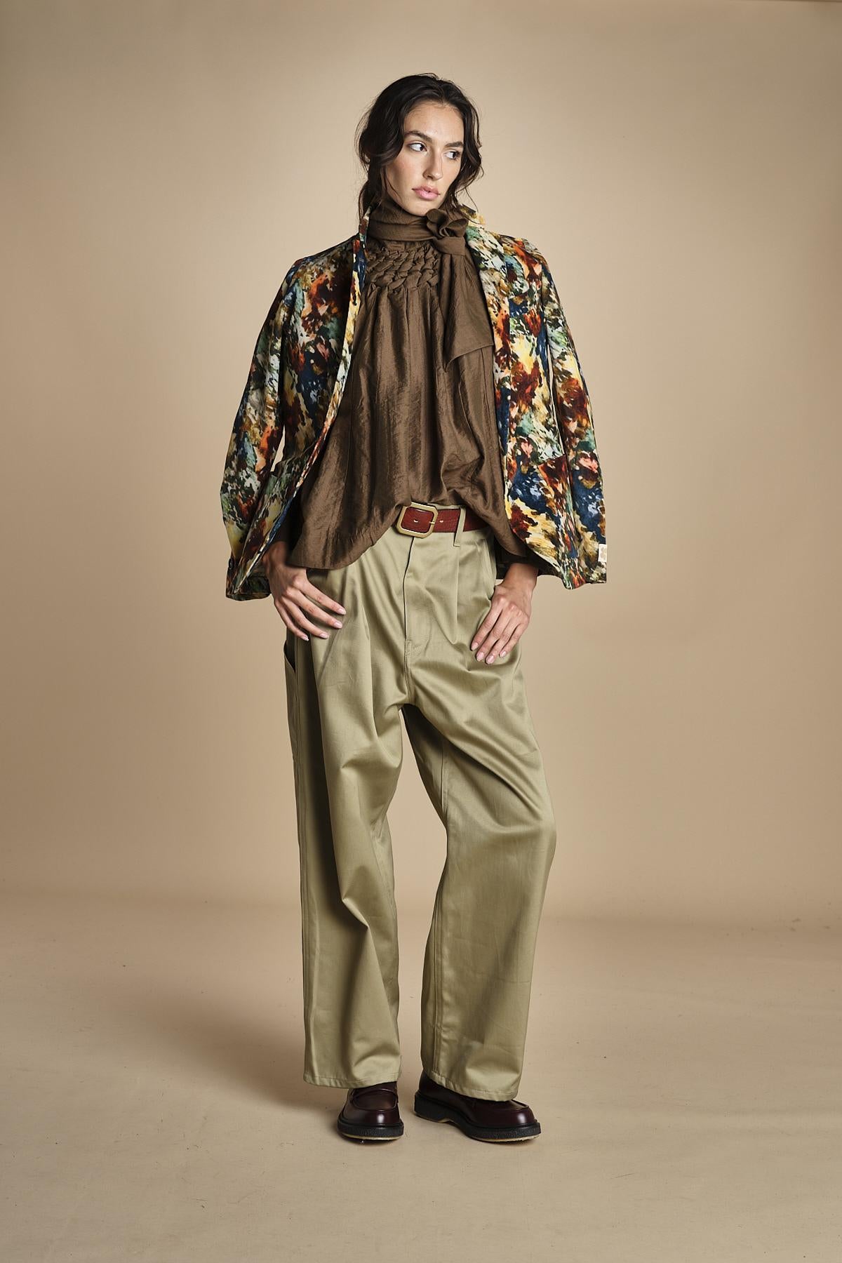 camicia con nastri intrecciati MARONA OLIVE GREEN scarlett poppies 