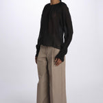 Camicia manica sbuffo ricamo cetrale BE24544 BLACK milaura 