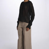 Camicia manica sbuffo ricamo cetrale BE24544 BLACK milaura 
