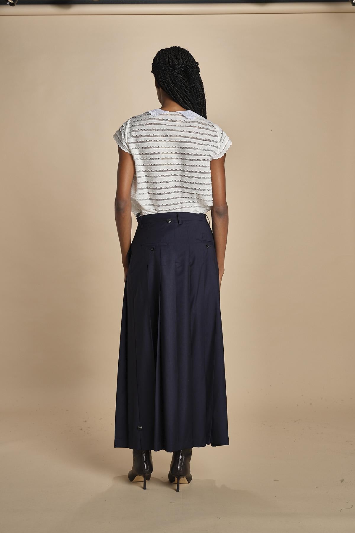 gonna lunga a pieghe C12230166479 BLU n21 