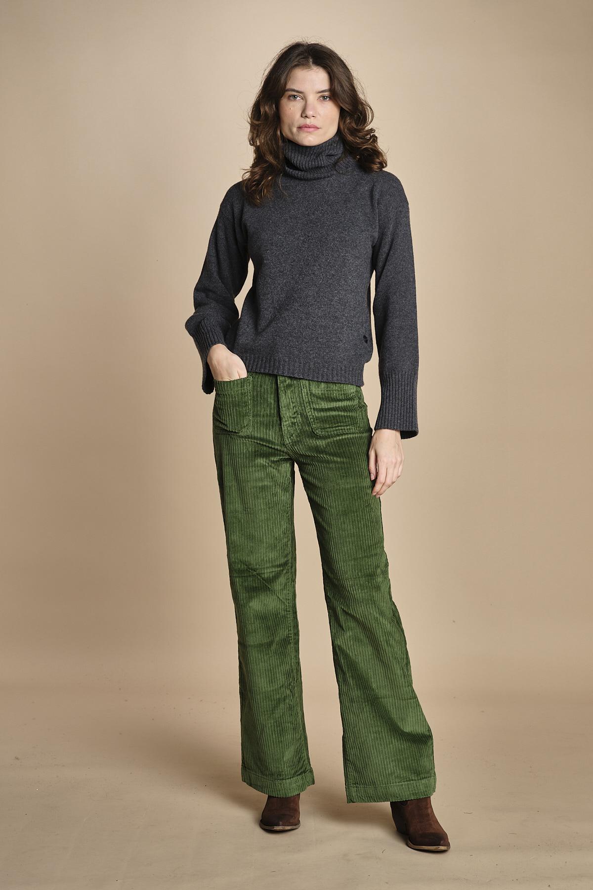 pantalone a zampa con taschine FAUVE WX GREEN fam 