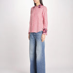 camicia in tessuto pesante collo e polsi ricamato ALVINA RED CHECKS jupe by jackie 