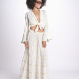 camicia cropped con nodo in lurex gessato JUNE OFF WHITE christianzen 