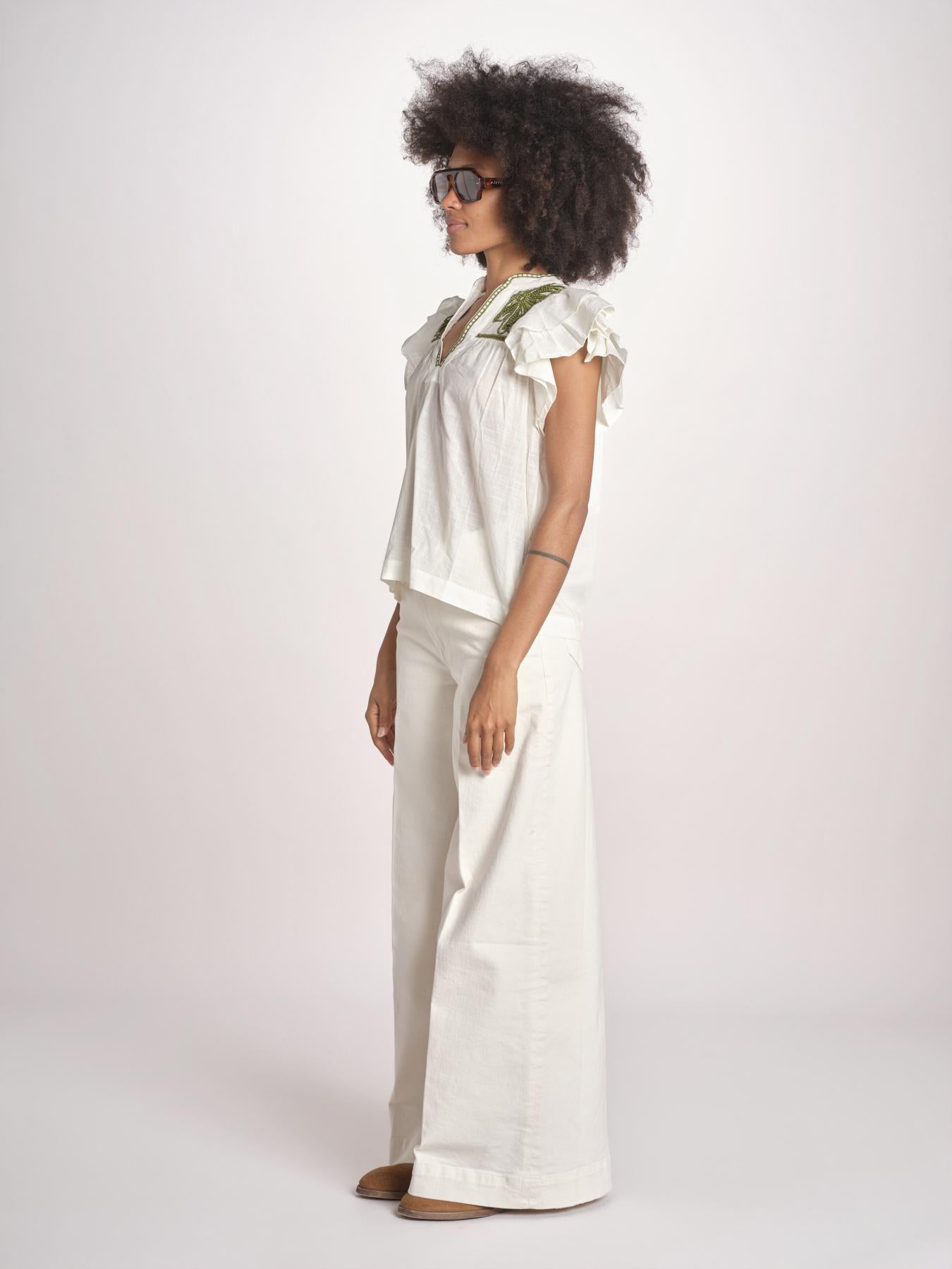 top con intarsio macrame VANIA PAPYRUS.CALLEGREEN scarlett poppies 