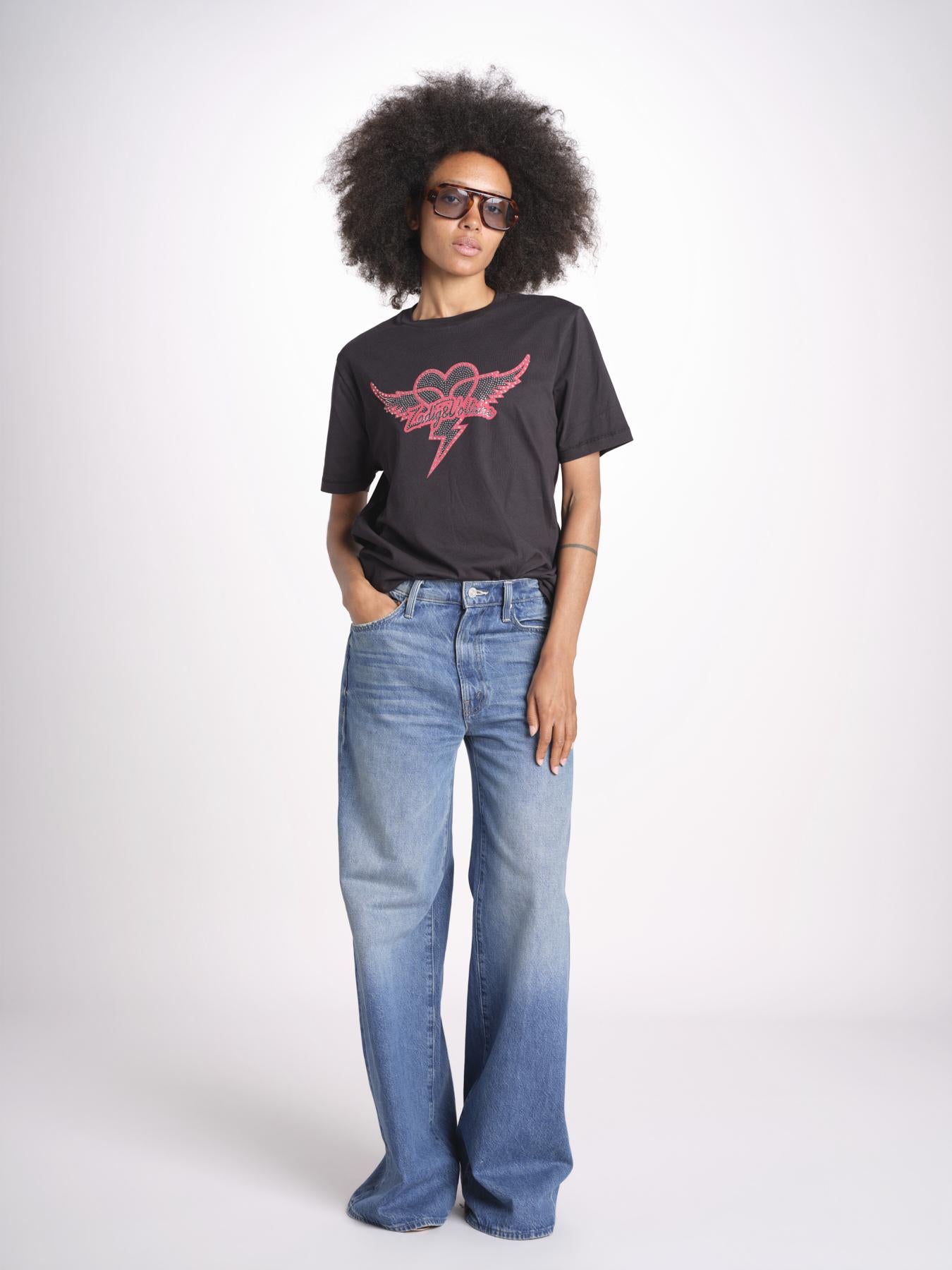 t-shirt con cuore e ali JWTS02856 BLACK 011 zadig & voltaire 