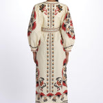 Abito lungo CASHEW MANDALA  stampa fiori 328978 CREAM farm rio 