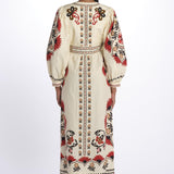 Abito lungo CASHEW MANDALA  stampa fiori 328978 CREAM farm rio 