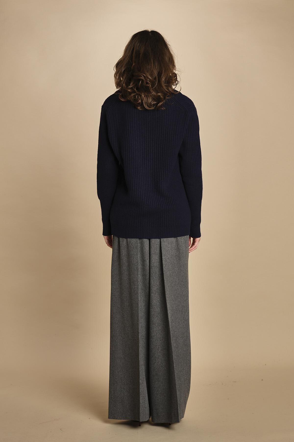 cardigan collo a scialle D251016S 9574 BLU milaura 