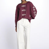 MARGUERITE camicia maniche sbuffo con ricami E25TU019 BORDEAUX stella forest 