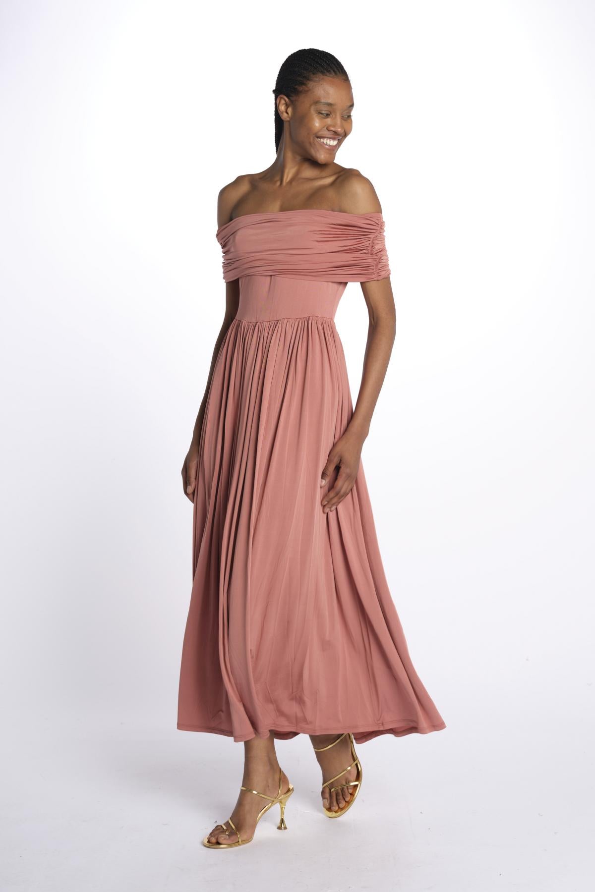 Abito ARIEL midi jersey arricciato 12248301 TERRACOTTA malina 