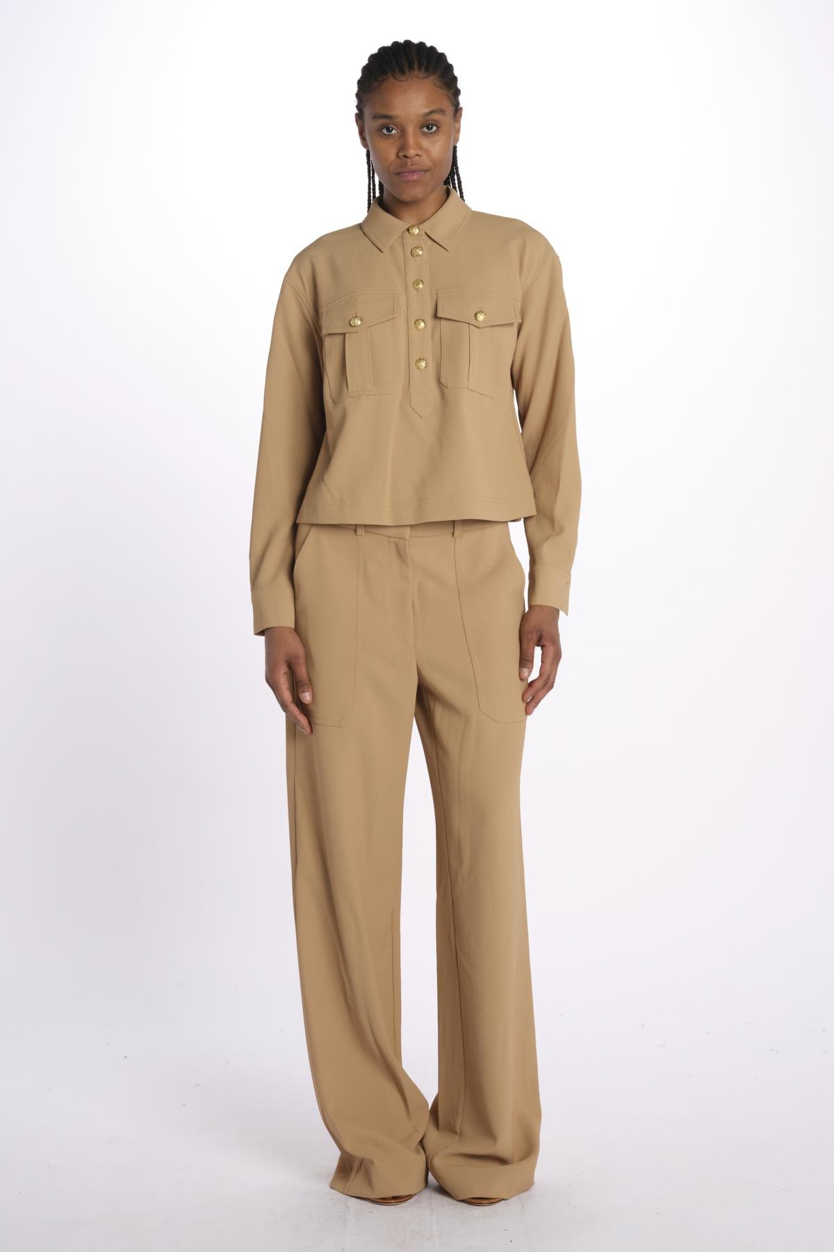Camicia COLVIN bottoni oro CP3241142 KHAKI veronica beard 