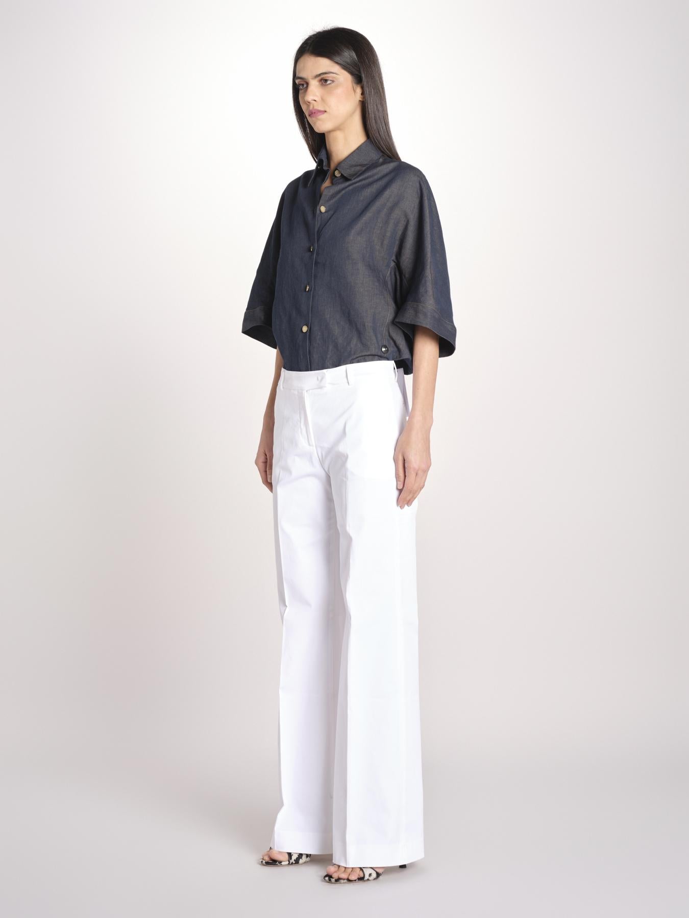 pantalone diritto in cotone MELODY L 684 54 14 BIANCO quelledue 