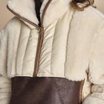 piumino parka in ecopelliccia COLEMAN BEIGE mes demoiselles 