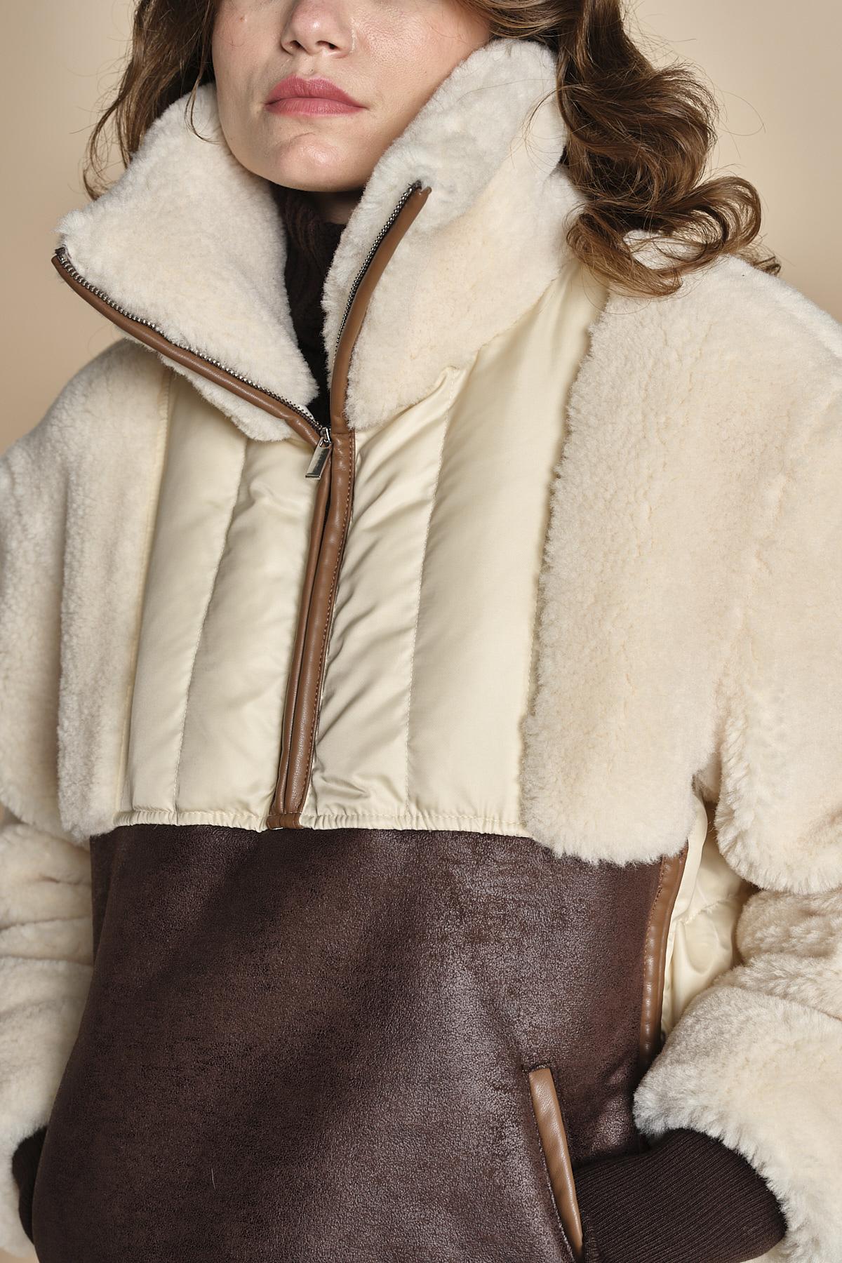 piumino parka in ecopelliccia COLEMAN BEIGE mes demoiselles 