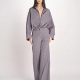 pantalone dritto con elastico in popeline ASTRID STRO07 IRON nine in the morning 